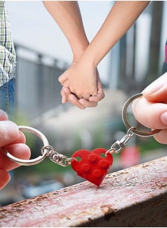 Generic Matching Couple Heart Keychain, Cartoon Keychain Premium Accessories, Boyfriend Girlfriend Stuff Him Friends Set, Compatible with Lego Gifts, Key Purse Handbag Charms Pendant Car Chain Creative Gift  - Image 4