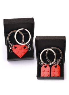 Generic Matching Couple Heart Keychain, Cartoon Keychain Premium Accessories, Boyfriend Girlfriend Stuff Him Friends Set, Compatible with Lego Gifts, Key Purse Handbag Charms Pendant Car Chain Creative Gift  - Image 3