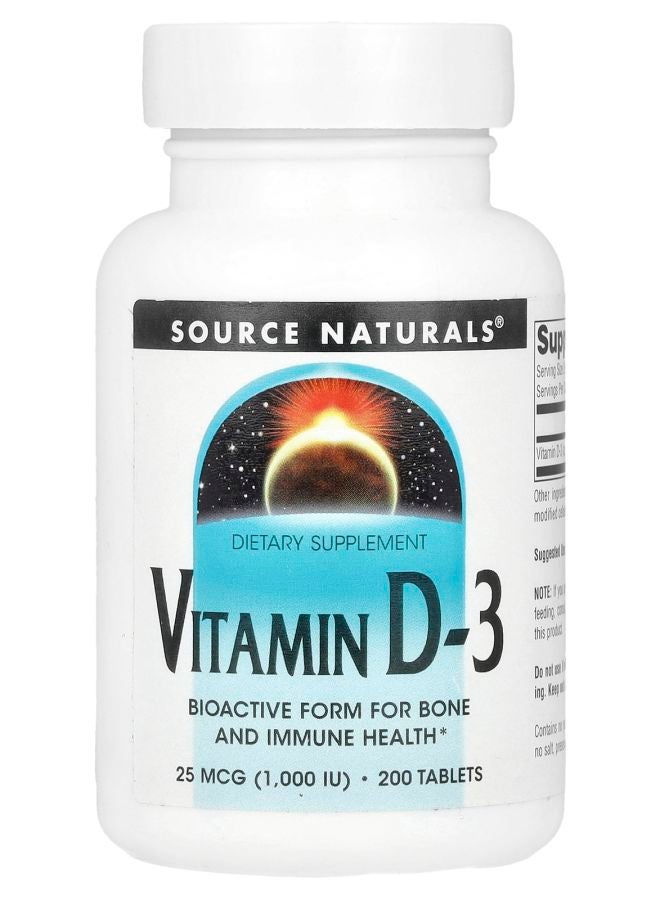 Source Naturals Vitamin D-3 25 mcg (1000 IU) 200 Tablets