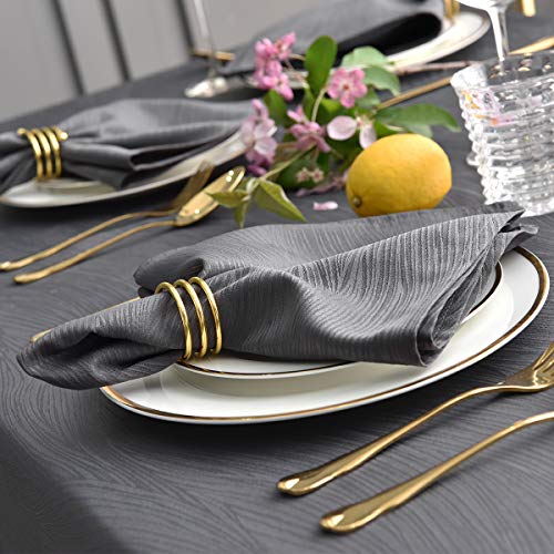 maxmill Jacquard Cloth Napkins 20 x 20 Inch Swirl Pattern 4 Packs Charcoal Solid Washable Polyester Comfortable for Family Dinners Weddings Parties and Banquets - Image 1