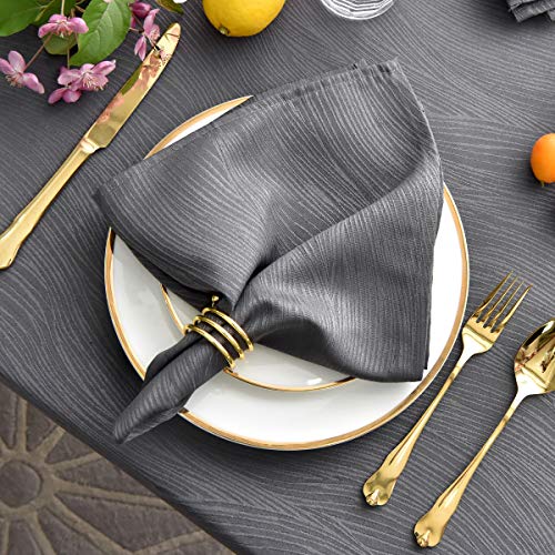 maxmill Jacquard Cloth Napkins 20 x 20 Inch Swirl Pattern 4 Packs Charcoal Solid Washable Polyester Comfortable for Family Dinners Weddings Parties and Banquets - Image 3