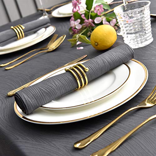 maxmill Jacquard Cloth Napkins 20 x 20 Inch Swirl Pattern 4 Packs Charcoal Solid Washable Polyester Comfortable for Family Dinners Weddings Parties and Banquets - Image 4