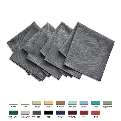 maxmill Jacquard Cloth Napkins 20 x 20 Inch Swirl Pattern 4 Packs Charcoal Solid Washable Polyester Comfortable for Family Dinners Weddings Parties and Banquets - Image 2