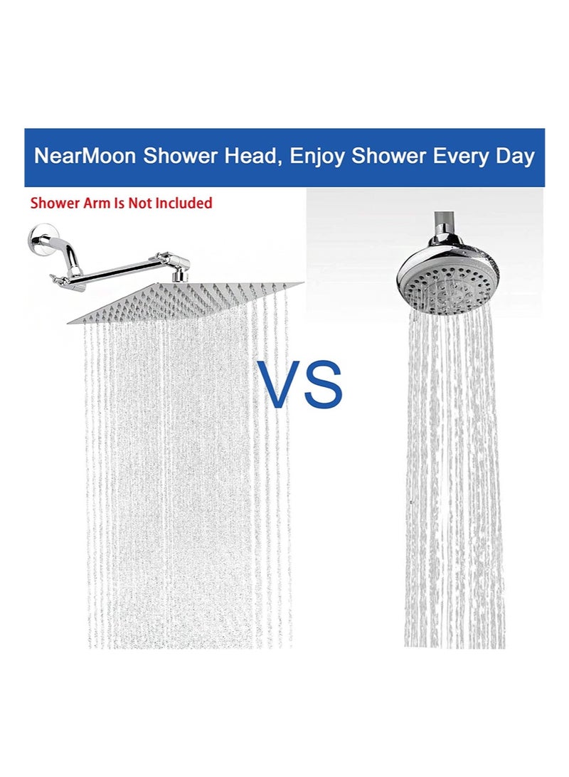 HaLunhi Rain Shower Head 10 Inch Shower Head, Stainless Steel Ultra-Slim Square Rain Shower Head with Easy-Clean Nozzle (Silver) - Image 5