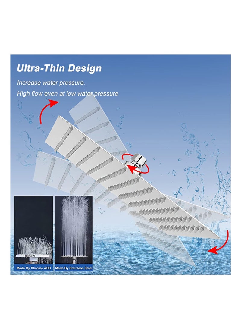 HaLunhi Rain Shower Head 10 Inch Shower Head, Stainless Steel Ultra-Slim Square Rain Shower Head with Easy-Clean Nozzle (Silver) - Image 2