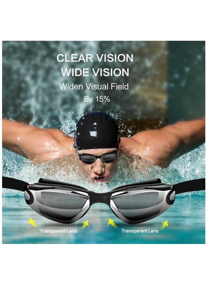 Buytory Buytory Swimming Goggles & Cap Set for Adults – UV Protection, Anti-Fog, Waterproof Silicone, with Nose Clip & Earplugs  - Image 4