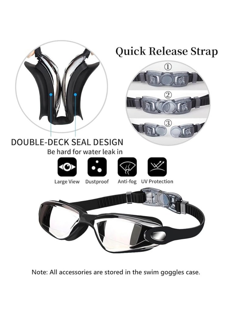 Buytory Buytory Swimming Goggles & Cap Set for Adults – UV Protection, Anti-Fog, Waterproof Silicone, with Nose Clip & Earplugs  - Image 5