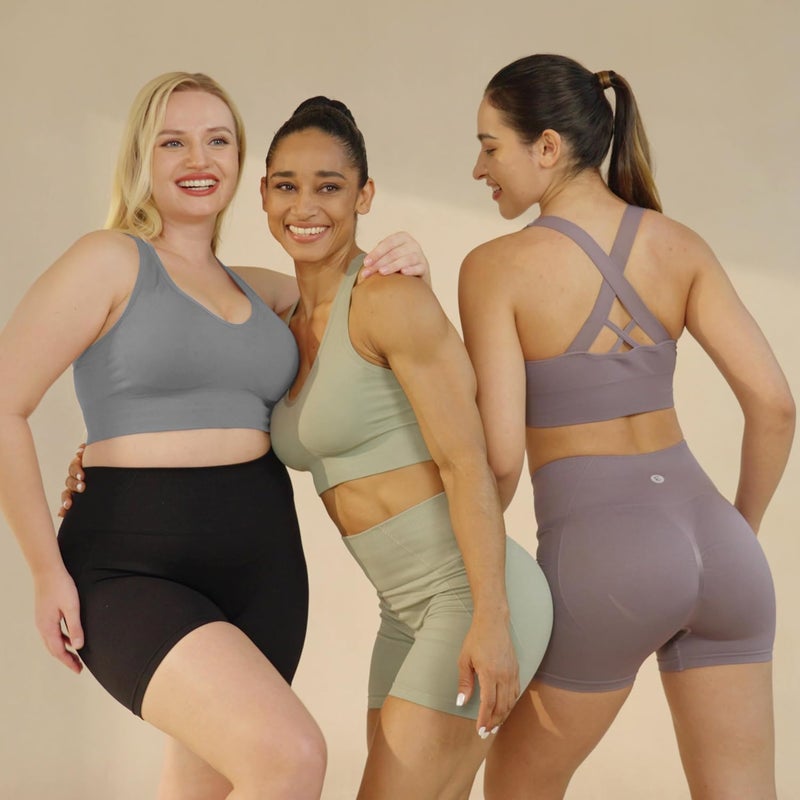 Evercute Sports Bra for Women Padded Medium Support Criss Cross Strappy Bras Seamless High Impact Yoga Exercise Athletic Bras - Image 2