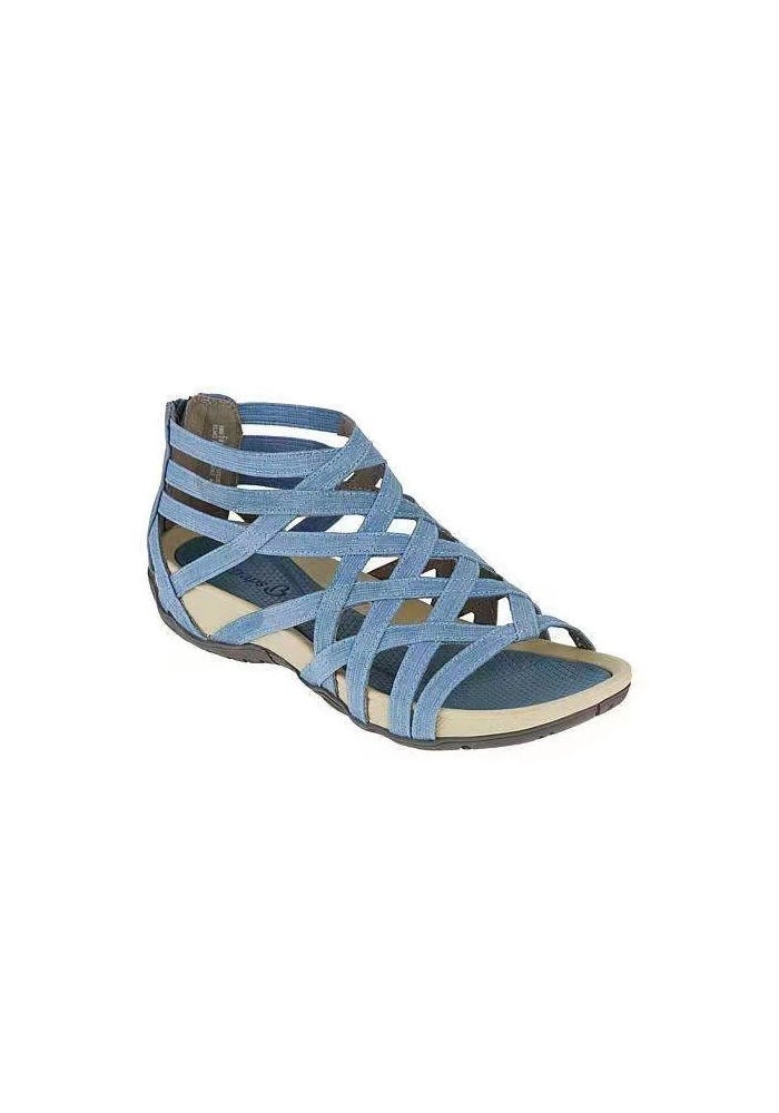 2021 spring and summer Foreign trade large size patent leather low-top breathable adult sports black fish mouth viscose shoes Roman women's sandals - Image 1