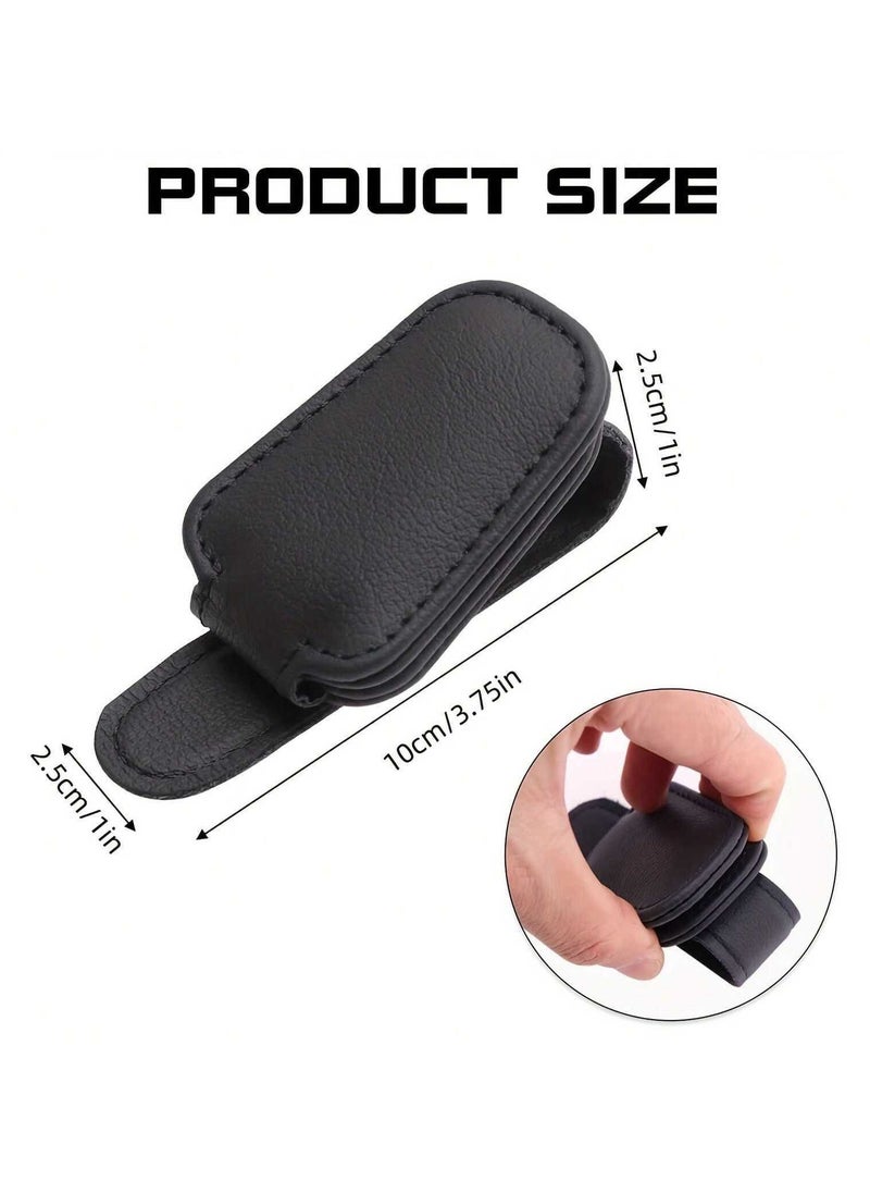 Generic Magnetic Leather Sunglasses Holder for Car Visor – Premium Leather, Strong Grip, One-Hand Operation, and Easy Installation – Ideal Car Accessory for All Vehicles, Available in Multiple Colors  - Image 4