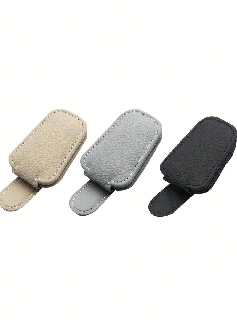 Generic Magnetic Leather Sunglasses Holder for Car Visor – Premium Leather, Strong Grip, One-Hand Operation, and Easy Installation – Ideal Car Accessory for All Vehicles, Available in Multiple Colors  - Image 3
