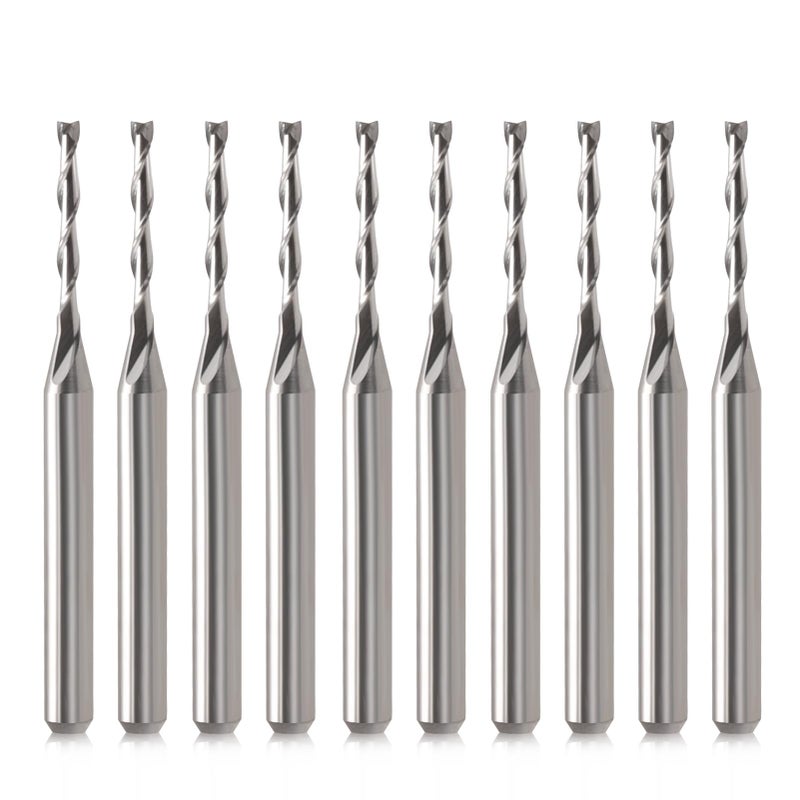 CNC Router Bits 18 Shank CNC Bit End Mill 116 Cutting Dia Flat Nose Carbide Endmill Two Flute Spiral Upcut Milling Cutter Tool Set for Wood PVC MDF Hardwood 116 in 10