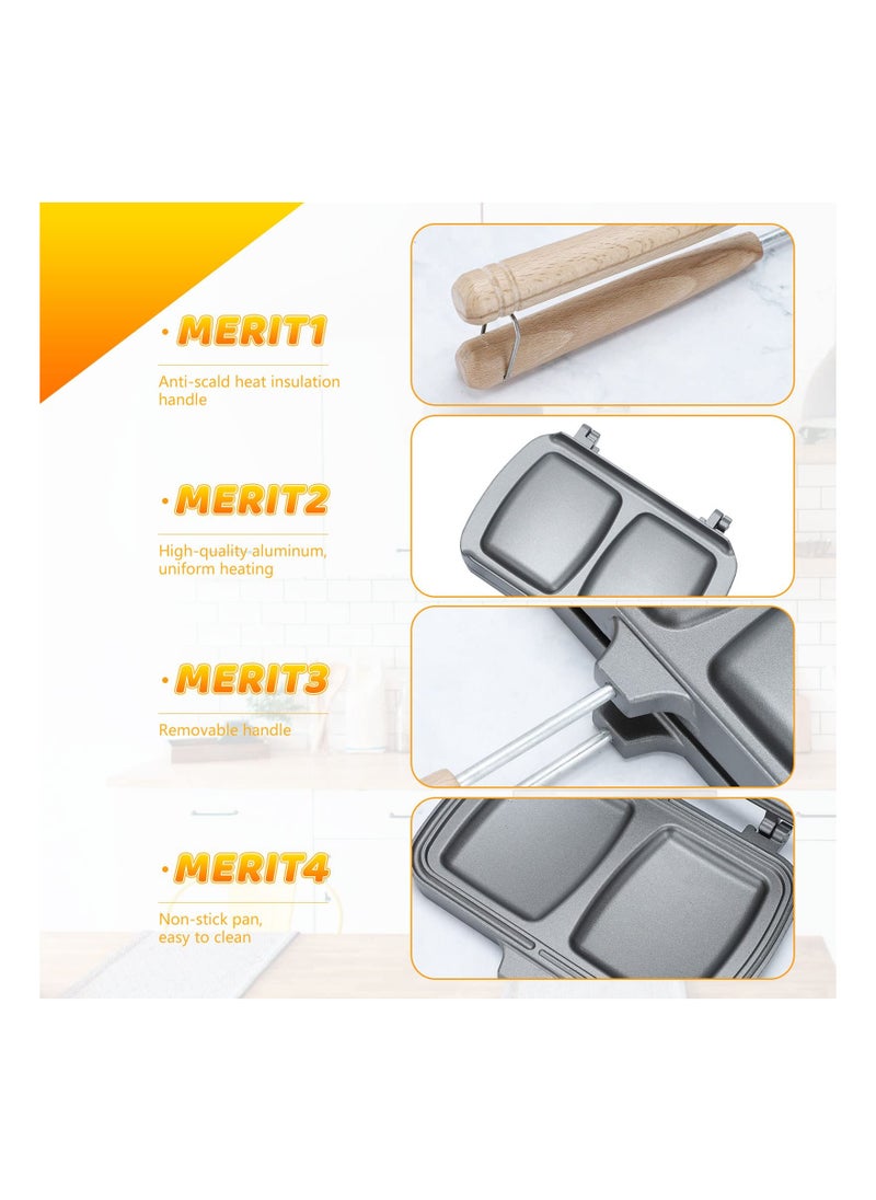 SYOSI - SYOSI Sandwich Maker, Double-Sided Sandwich Baking Pan, Grilled Cheese Maker, Non Stick Frying Pan, Removable Handle, Flip Grill Pan, Sandwich Baking Tray for Breakfast Pancakes, Omelets and Toast - Image 1