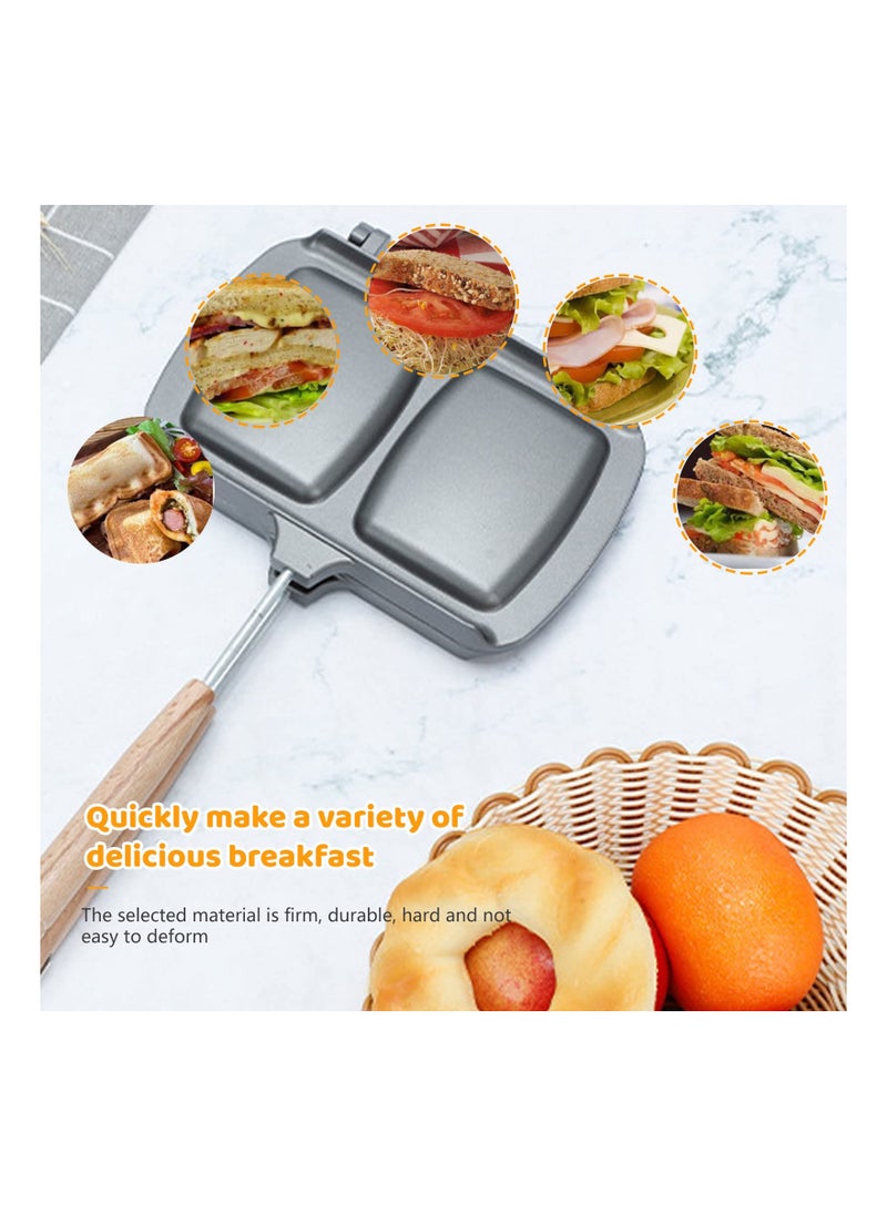 SYOSI - SYOSI Sandwich Maker, Double-Sided Sandwich Baking Pan, Grilled Cheese Maker, Non Stick Frying Pan, Removable Handle, Flip Grill Pan, Sandwich Baking Tray for Breakfast Pancakes, Omelets and Toast - Image 1