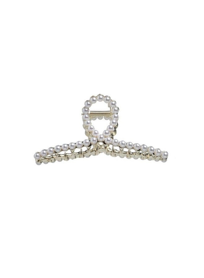 DN Creation Set of 1 Korean Fashionable Fancy Stylish Large Pearl Hair Claw Clips Clutches Barrettes Hair Accessories Women and Girls - White - Image 3