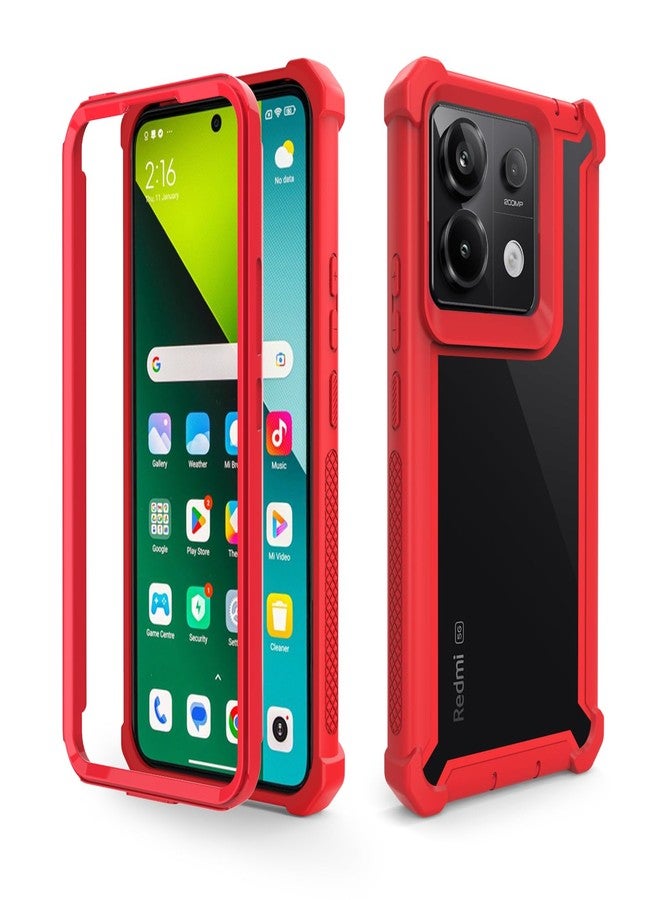 أسو ويش جراب هاتف Asuwish لهاتف Xiaomi Redmi Note 13 Pro 4G، غطاء متين مقاوم للصدمات والسقوط، يوفر حماية كاملة للجسم، تصميم هجين شديد التحمل، ثنائي الطبقات، ملحقات هاتف محمول، Redmi Note 13 Pro، للرجال والنساء، أحمر - Image 1
