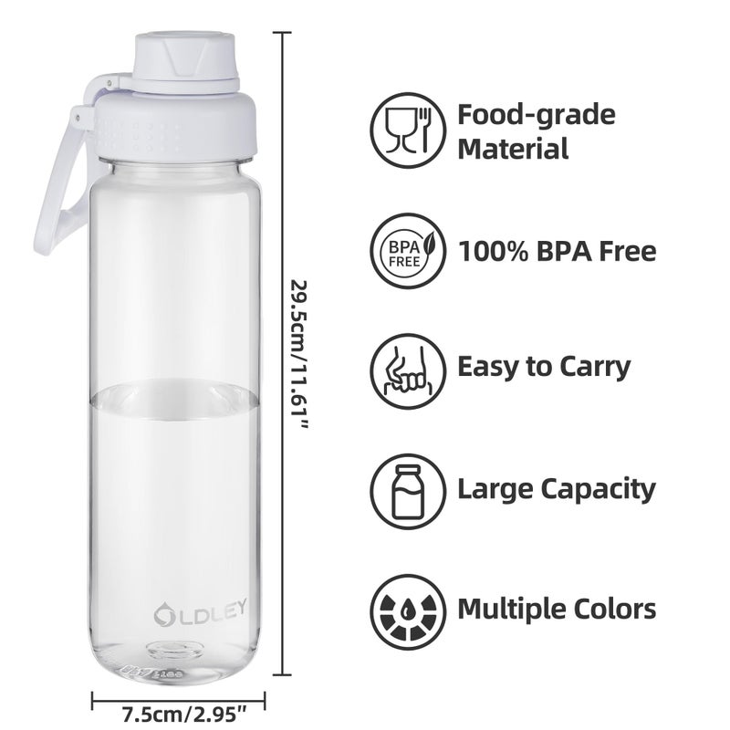 OLDLEY 32 oz Water Bottle, Sports Tritan Water Bottle with Carry Handle and Spout Lid, Leakproof & BPA Free Large Water Bottles for Home,Travel, School, Outdoors, Gym, Transparent - Image 4