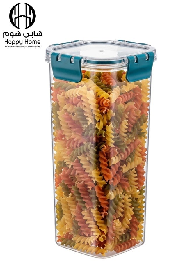 هابي هوم علبة تخزين طعام بسعة 1850 مل – غطاء محكم بـ 4 كلبسات ضد التسرب – مناسبة للثلاجة، الميكروويف، الفريزر، حفظ الوجبات، السلطات، البقوليات، التسالي والتنظيم المنزلي – خامة بلاستيك آمنة وسهلة التنظيف - Image 1