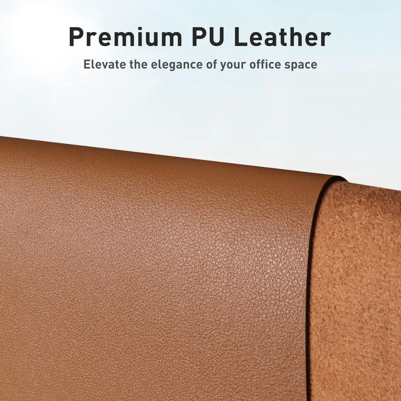 Aothia Leather Desk Pad Protector, Mouse Pad, Office Desk Mat, Non-Slip PU Leather Desk Blotter, Laptop Desk Pad, Waterproof Desk Writing Pad for Office and Home (48"x17",Brown) - Image 2
