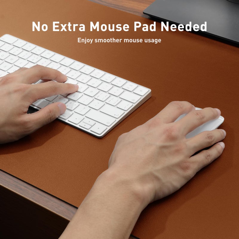 Aothia Leather Desk Pad Protector, Mouse Pad, Office Desk Mat, Non-Slip PU Leather Desk Blotter, Laptop Desk Pad, Waterproof Desk Writing Pad for Office and Home (48"x17",Brown) - Image 4