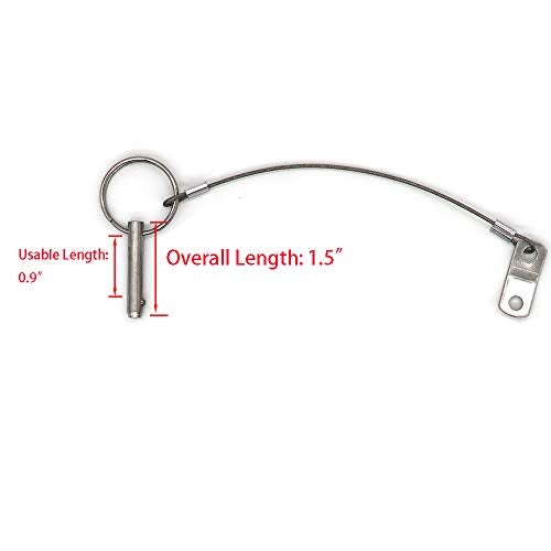 VTurboWay 4 Pack Quick Release Pin 1/4" Diameter w/Lanyard Prevents Loss, Full 316 Stainless Steel, Bimini Top Pin, Marine Hardware, All Parts are Made of 316 Stainless Steel - Image 2