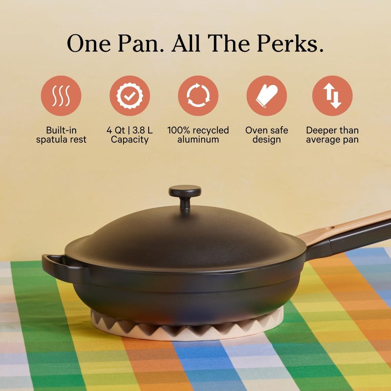 Our Place Large Always Pan 20125 4 Qt Nonstick ToxinFree Ceramic Cookware  Patented 10in1 Aluminum Frying  Saut Pan  Safe for Oven Induction  All Cooktops up to 450F  Char - Image 2
