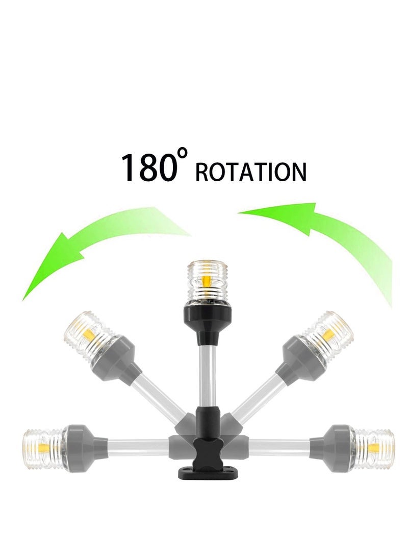 Fold Down Boat Stern Light, All Round 360°  Boat Anchor Light for Pontoon and Fishing Boat 9 White - Image 3
