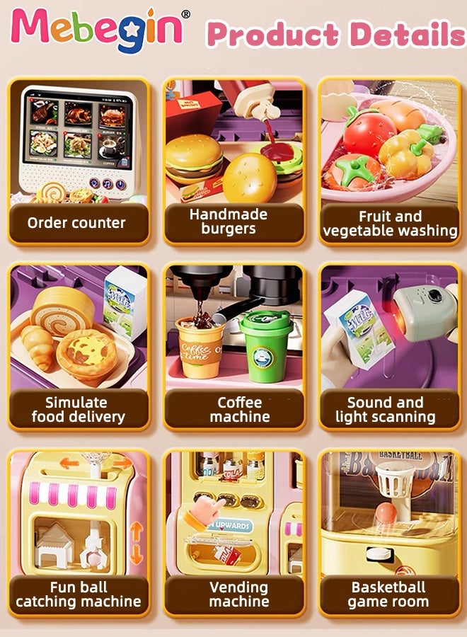 ميبيجين مجموعة ألعاب سوبر ماركت ممتعة مع ماكينة قهوة وماكينة بيع، مجموعة ألعاب محاكاة إبداعية مع خاصية الطلب بشاشة تعمل باللمس، لعبة استلام الكرة وألعاب كرة السلة، ألعاب منزلية إبداعية للعب، هدية تعليمية للأطفال، هدية مثالية للأطفال من سن 3 سنوات فأكثر - Image 5
