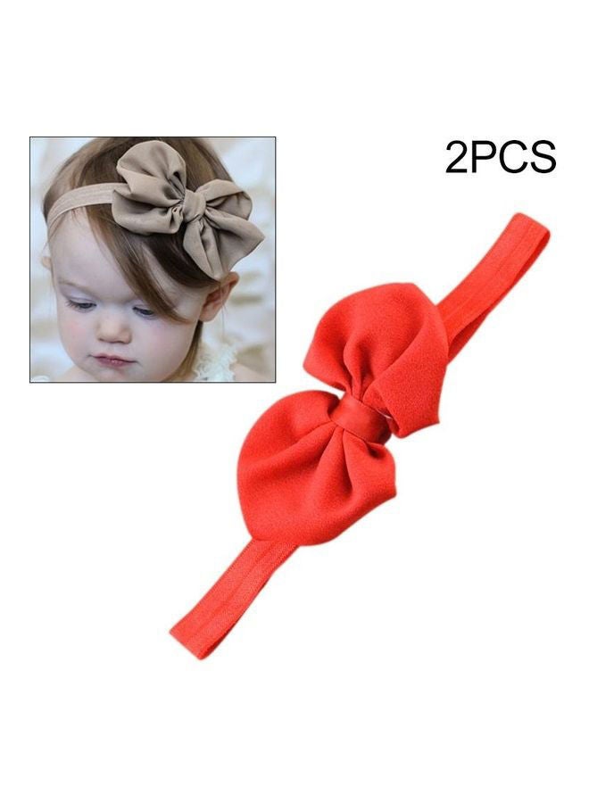 NIBEMINENT 2-Piece Baby Ribbon Chiffon Headband Red - Image 2