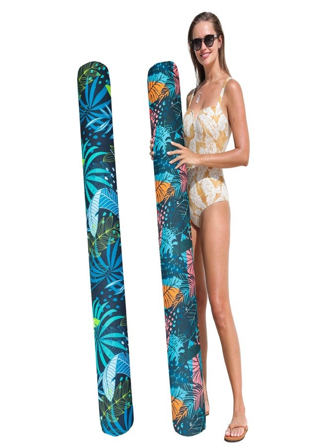 PARENTSWELL 2 Pack Inflatable Pool Noodles, Fabric Covered Swim Noodles Floats Adults Swimming Pool Floats for Summer Beach Travel - Image 1