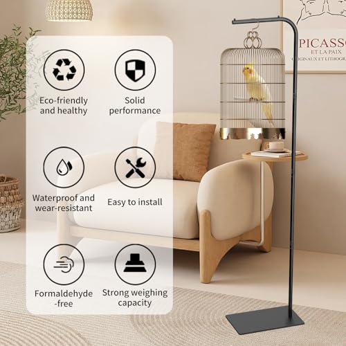 TBTFW 67 Inch High Hanging Bird Cage Stand, Bird Feeder Stand with Base, Suitable for Hanging Various Types of Birdcages(Weight Limit: Within 35 Pounds) - Image 3