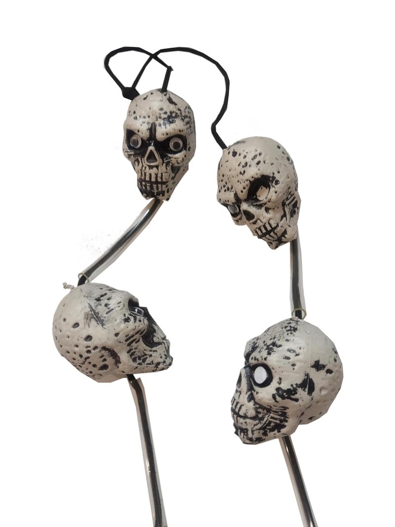 brown leaf Halloween Horror Scary Skulls Realistic Looking Fake Human Skeleton Head Skulls Mala Garland for Halloween Bar Home Table Decoration Pack of 1 Small - Image 2