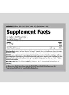 Piping Rock Beta Carotene 25000 Iu Softgels ; 7500 Mcg ; 100 Count ; Vitamin A Supplement ; Nongmo Gluten Free  - Image 3