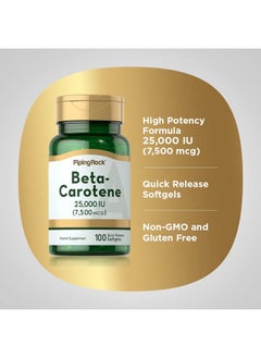 Piping Rock Beta Carotene 25000 Iu Softgels ; 7500 Mcg ; 100 Count ; Vitamin A Supplement ; Nongmo Gluten Free  - Image 5