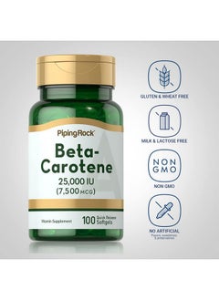 Piping Rock Beta Carotene 25000 Iu Softgels ; 7500 Mcg ; 100 Count ; Vitamin A Supplement ; Nongmo Gluten Free  - Image 4