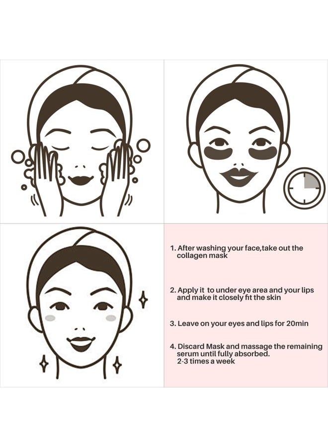 Reengull 40 Pairs 24K Gold Eye Masks & Lip Masks, Crystal Collagen Under Eye Patches for Puffy Eye, Moisturizing Skin Care Lip Eyes Patches for Dark Circles, Wrinkles and Fine Lines (gold and pink) - Image 5