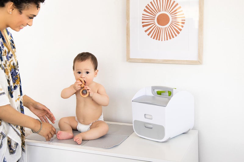 Ubbi Portable Diaper Changing Station with Soft Foldable Changing Mat, Rubberized Handle, Non-Skid Rubber Feet, Diaper Storage Caddy Organizer - Stores Baby Diapers, Wipes & Baby Accessories, Grey - Image 2