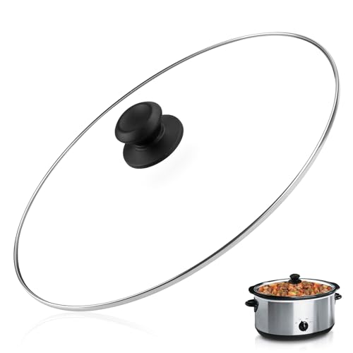 CHAR YONG Oval Slow Cooker Lid Large 8 QT Fits for Crock Pot Glass Lids Programmable Slow Cookers SCV800 and Compatible With Hamilton Beach Oval Glass Pot Lid Transparent Cover - Image 1