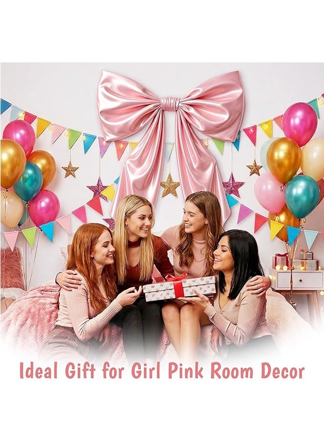 Pink Large Bow Wall Decor, Coquette Giant Ribbon Tie Backdrop Wall Decor, Themed Party Decorations for Birthday, Wedding, Bridal, Baby Room, Party, Ballerina Room Hanging Decoration, 24 x 36 Inches - Image 4