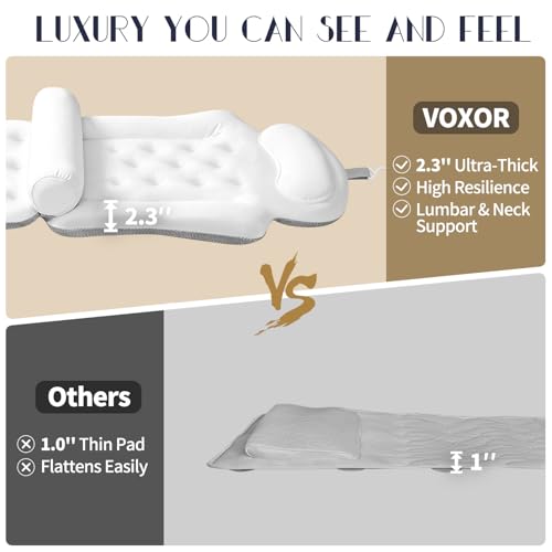 VOXOR Full Body Bath Pillow for Tub, Thick Bathtub Cushion Mat with Neck, Back & Lumbar Support - Luxury Spa Bathroom Accessories, White - Image 5