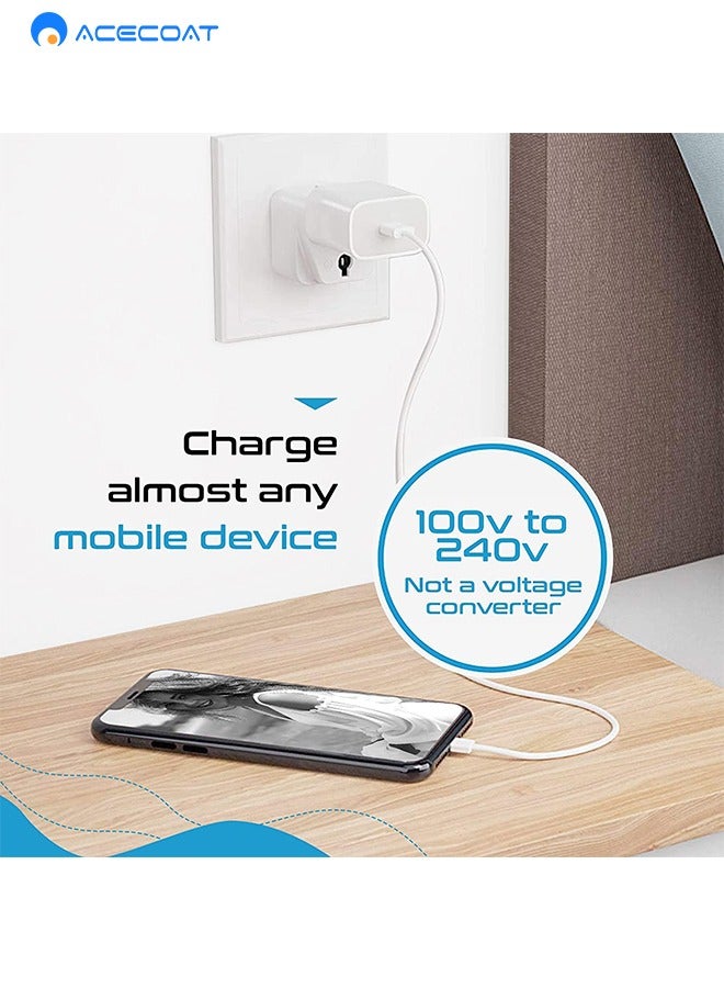 ACECOAT UK to EU Plug Travel Adapter-Wall Power Charger-3-pin KSA/UAE/UK Plug Convert to 2-pin EU/Germany/France/Italy/Spain Socket Converter-Type E/F European Adapter for KSA/ US/UK/JP/CN/AU-3 pack-White - Image 4