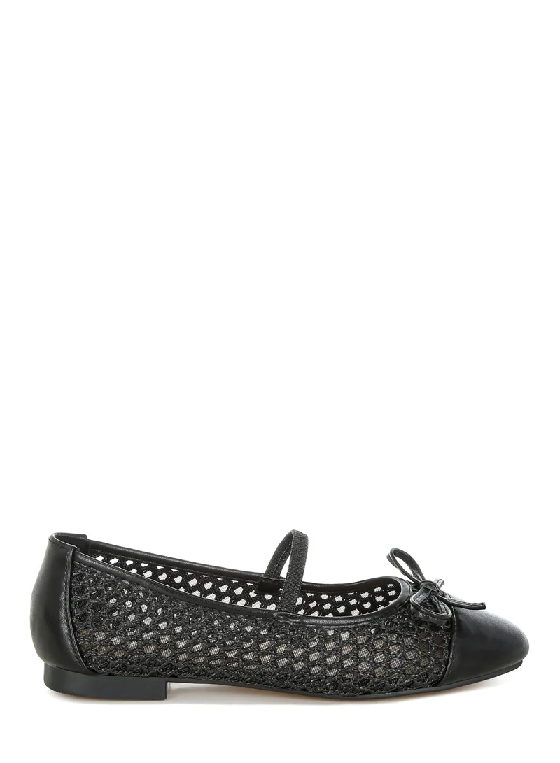 London Rag Woven Bow Detail Ballerinas in Black