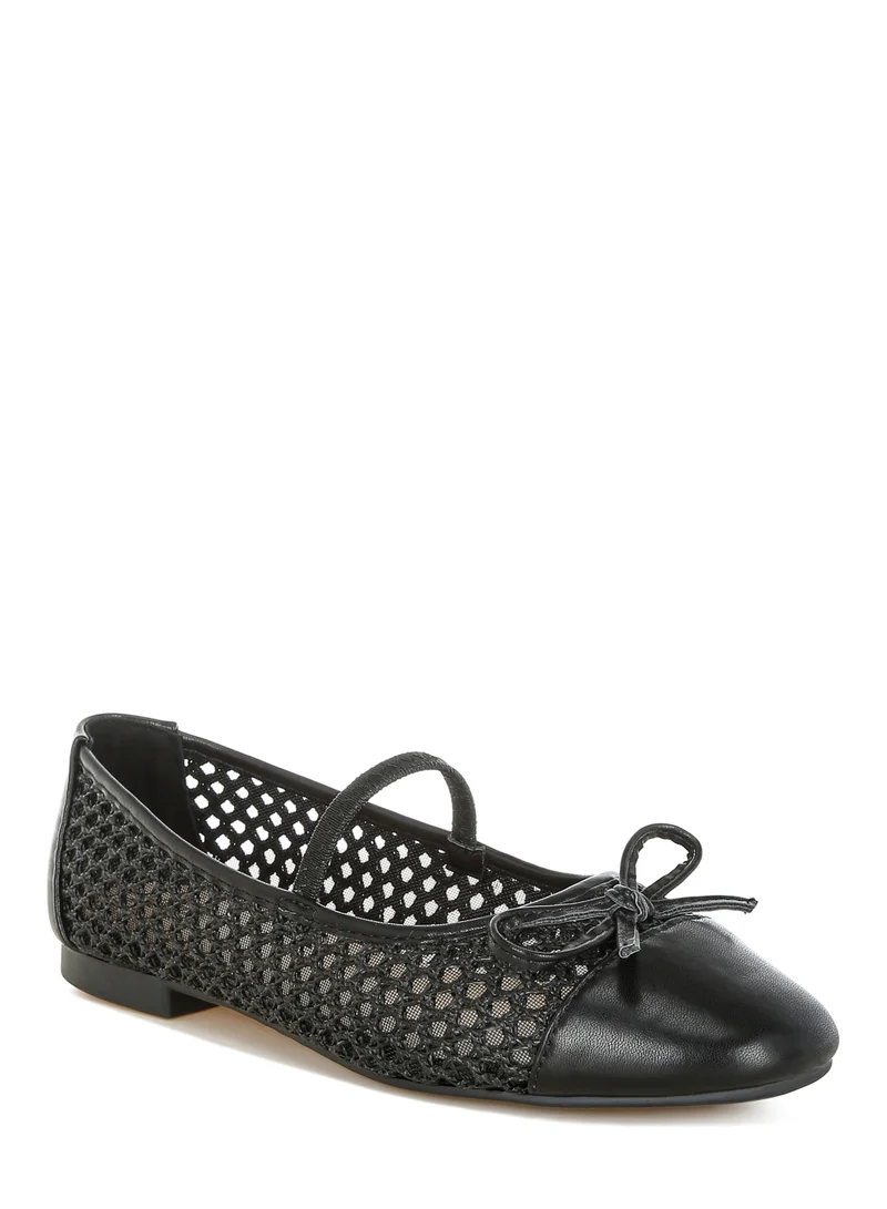 London Rag Woven Bow Detail Ballerinas in Black