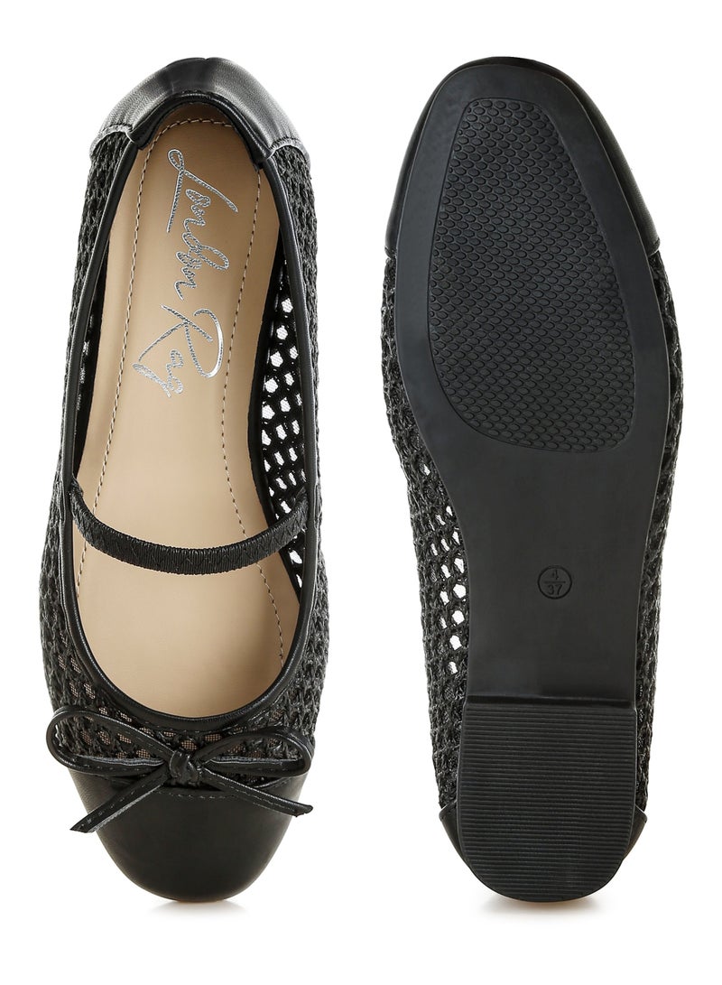 لندن راج راقصة باليه مزينة بفيونكة منسوجة باللون الأسود - Image 5