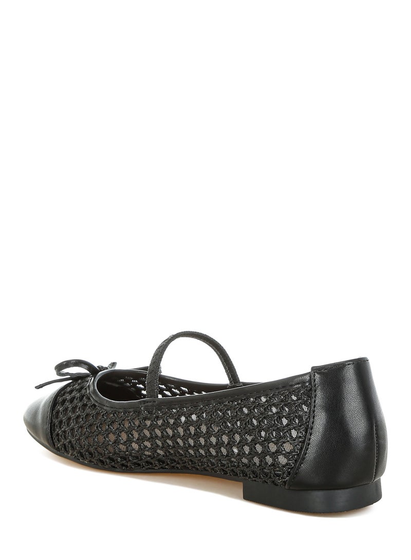 لندن راج راقصة باليه مزينة بفيونكة منسوجة باللون الأسود - Image 4