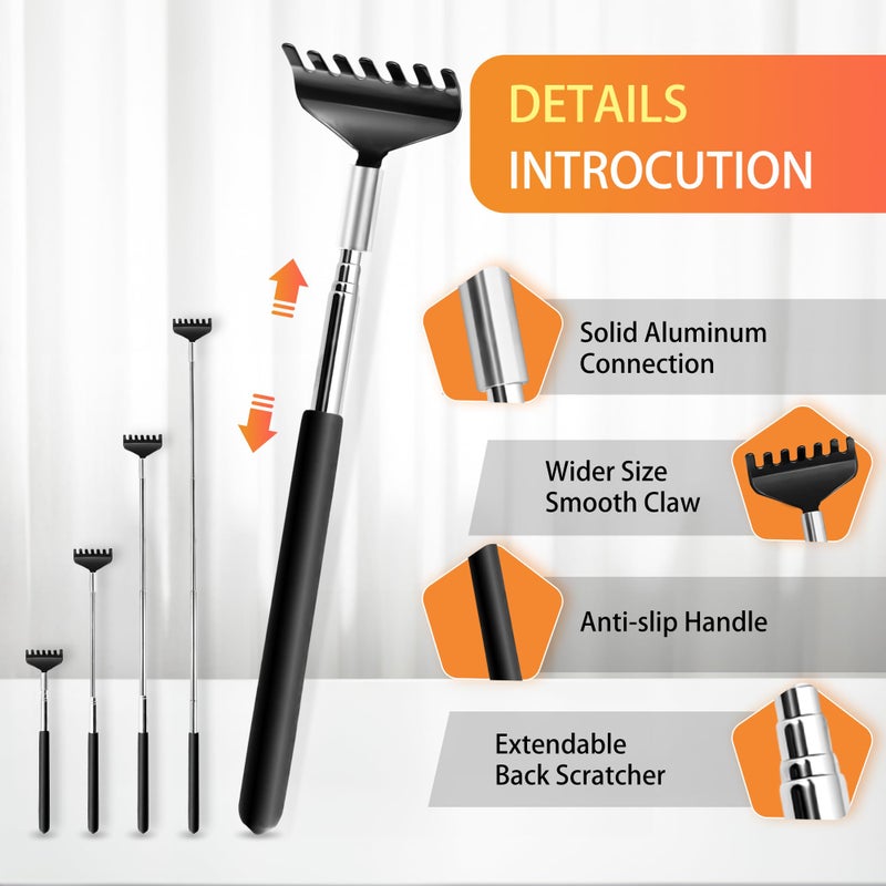 USAGA 20 Fingers Head Massager Scalp Massager Head Scratcher Extendable Back Scratcher, Stocking Stuffers Gift for Scalp Body Relaxing (Black) - Image 3