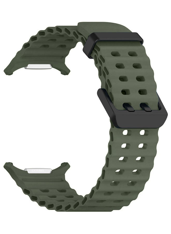 (for Samsung Galaxy Watch 7 Ultra 47mm) Silicone Band Soft Ocean Silicone Sport Strap Replacement Accessory Dark Green