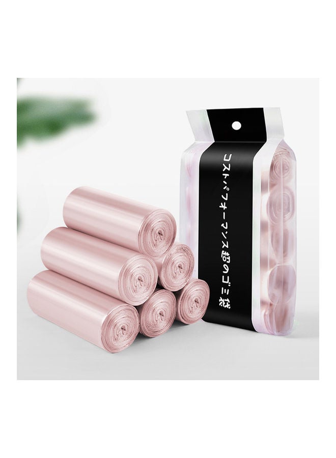 100-Piece 5-Rolls Disposable Garbage Bags Rose Gold - Image 4