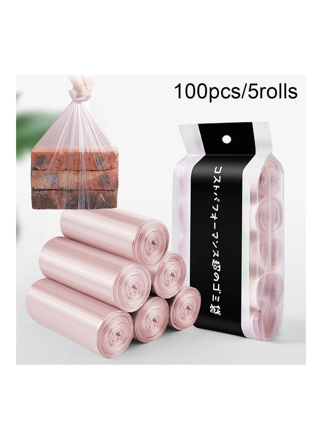 100-Piece 5-Rolls Disposable Garbage Bags Rose Gold - Image 2