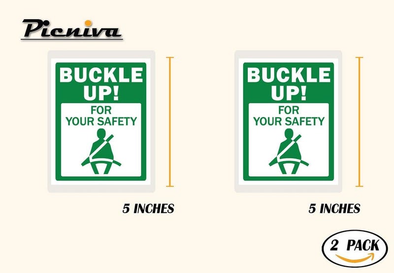 Picniva 2Pack Buckle Up! Safety Sign Decal - Image 2